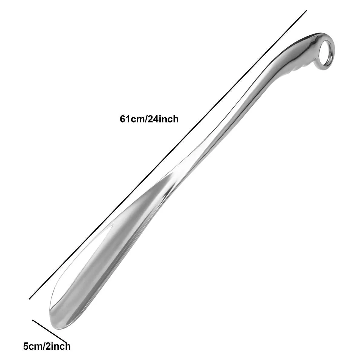 24'' 26 Inch Shoe Horn Long Handle for Seniors Men Women Extra Long Handled Metal Shoehorn for Boots Solid Sturdy Heavy Duty 24 Inch Silver