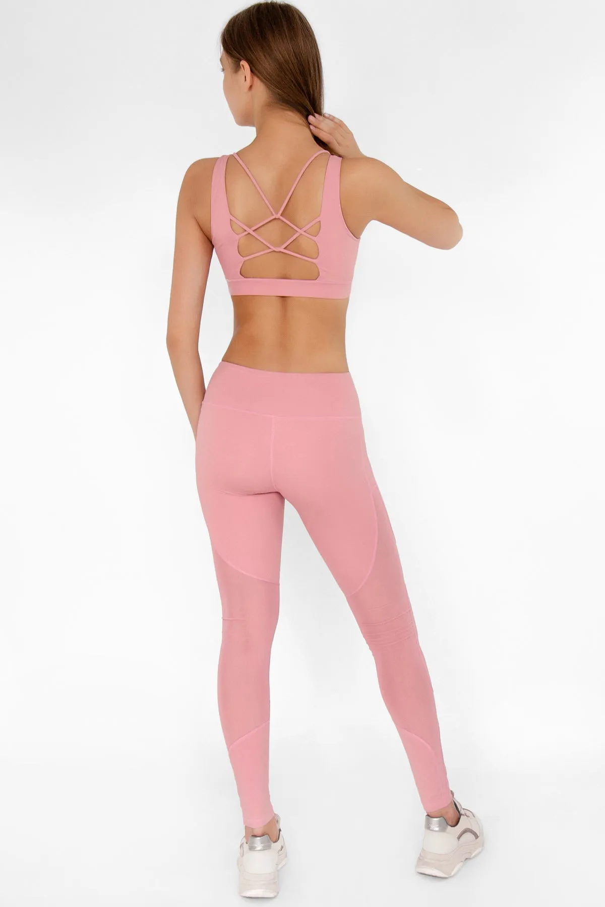 4 for $54 - Dusty Pink Kelly Strappy Open-Back Padded Sports Bra - Women