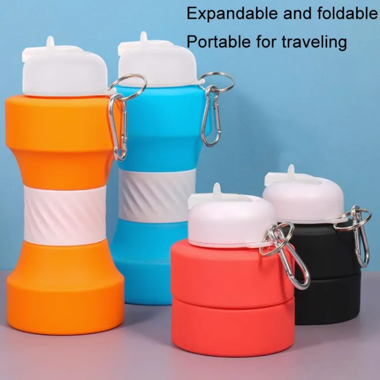 650ml Large Capacity Sports Silicone Water Bottle Foldable Fitness Dumbbell Water Mug(Sky Blue)