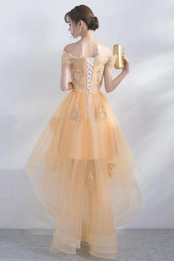 A-line Off The Shoulder High Low Tulle Homecoming Dresses PD211