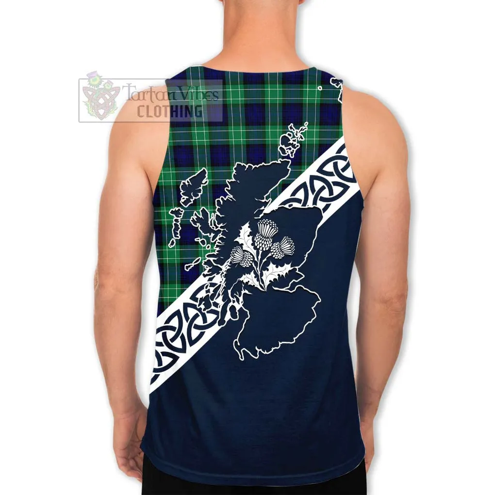 Abercrombie Tartan Men's Tank Top Featuring Thistle and Scotland Map