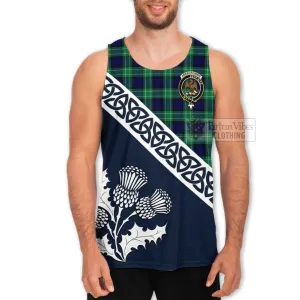 Abercrombie Tartan Men's Tank Top Featuring Thistle and Scotland Map