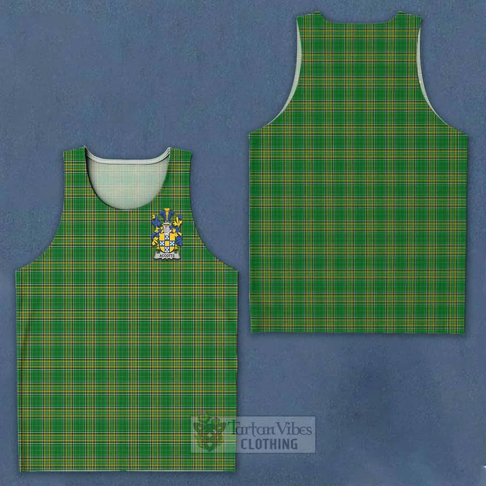 Accotts Irish Clan Tartan Men's Tank Top with Coat of Arms