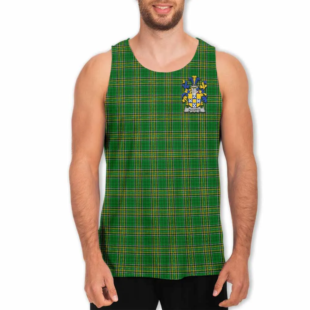 Accotts Irish Clan Tartan Men's Tank Top with Coat of Arms