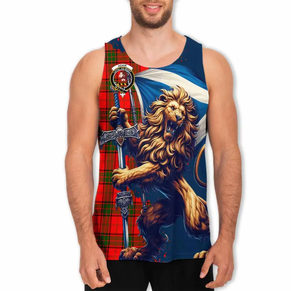 Adair Tartan Family Crest Men's Tank Top with Scottish Majestic Lion