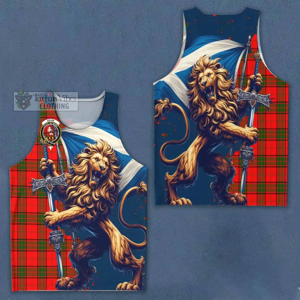 Adair Tartan Family Crest Men's Tank Top with Scottish Majestic Lion