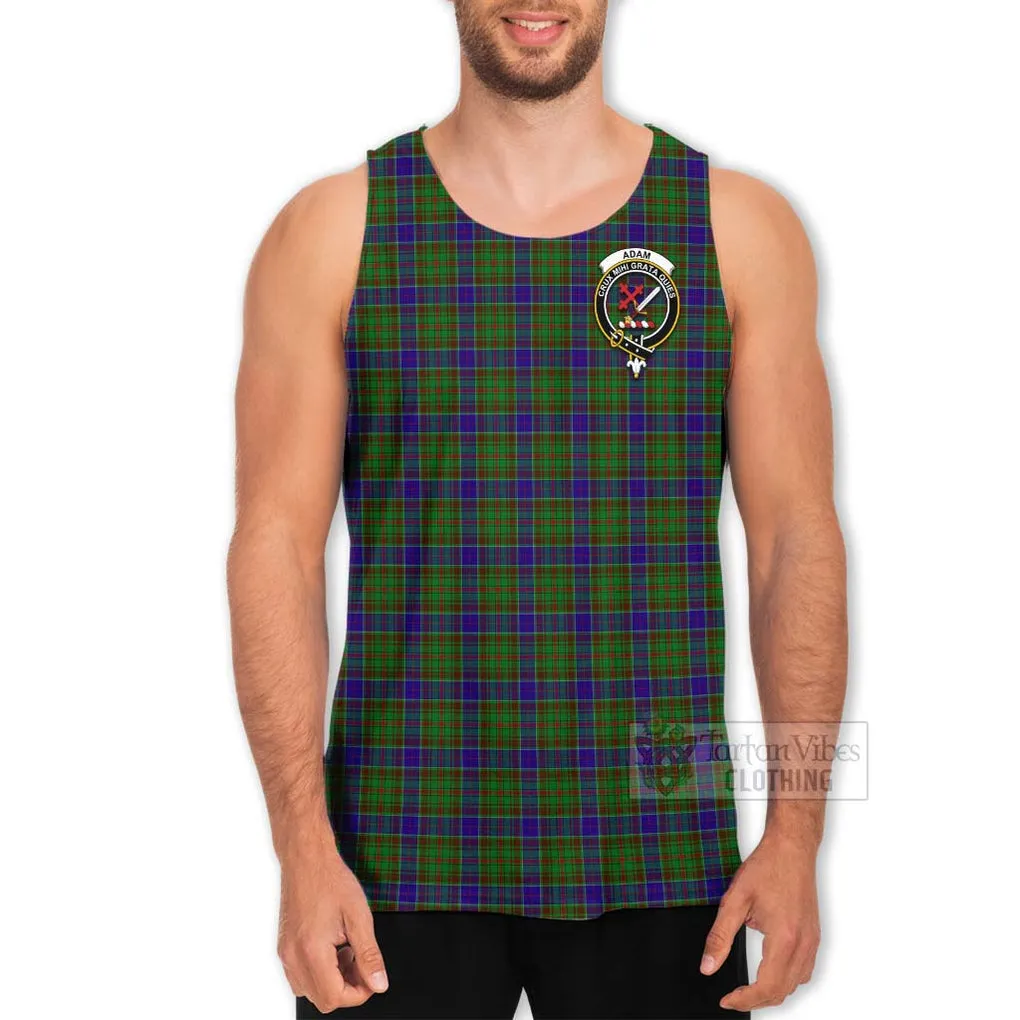 Adam Tartan Men's Tank Top with Family Crest and Bearded Skull Holding Bottles of Whiskey