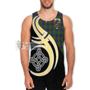 Adam Tartan Men's Tank Top with Family Crest and Celtic Symbol Style