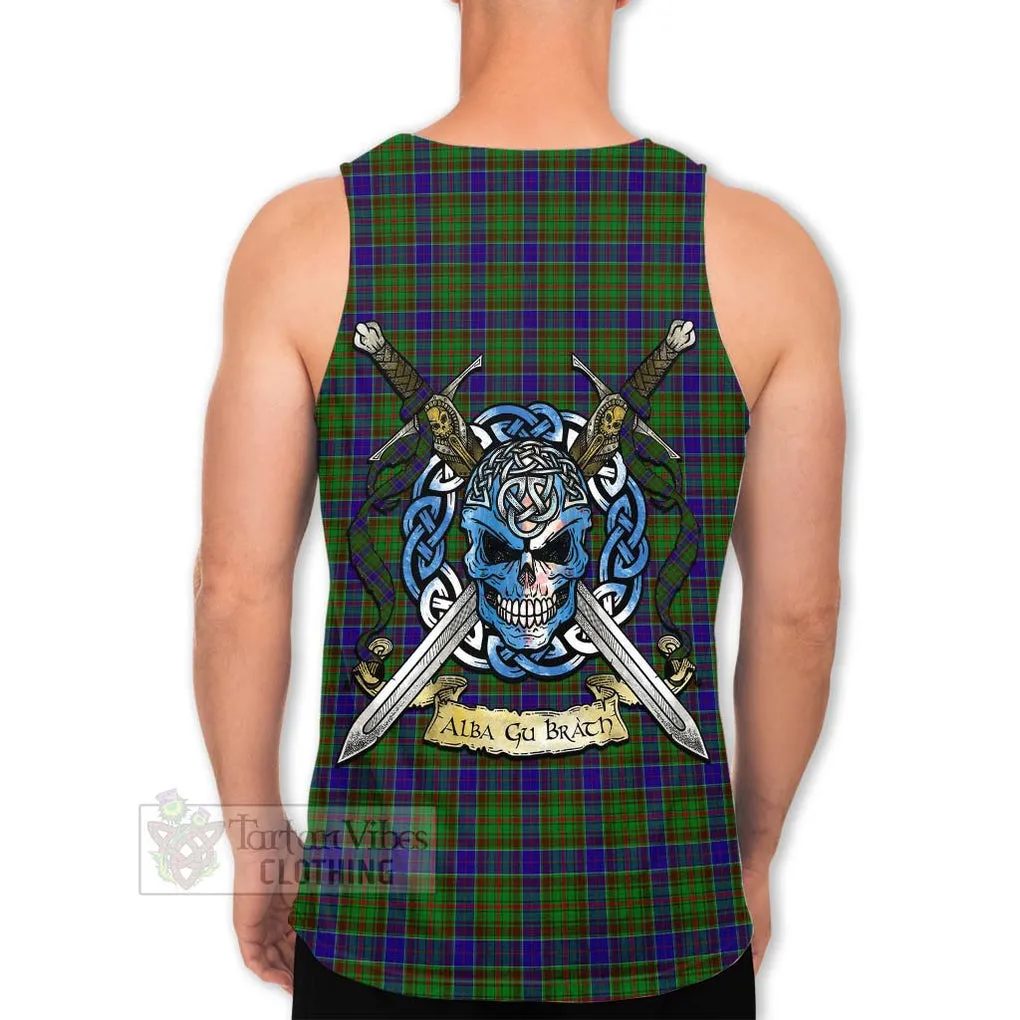 Adam Tartan Men's Tank Top with Family Crest Celtic Skull Style