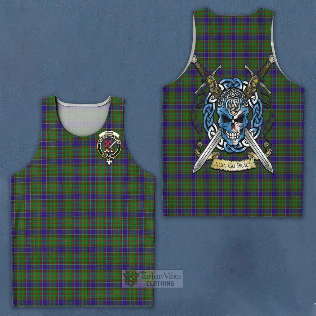 Adam Tartan Men's Tank Top with Family Crest Celtic Skull Style