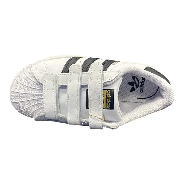 Adidas Originals scarpa sneakers da bambino con strappo Superstar CF C EF4838 bianco nero