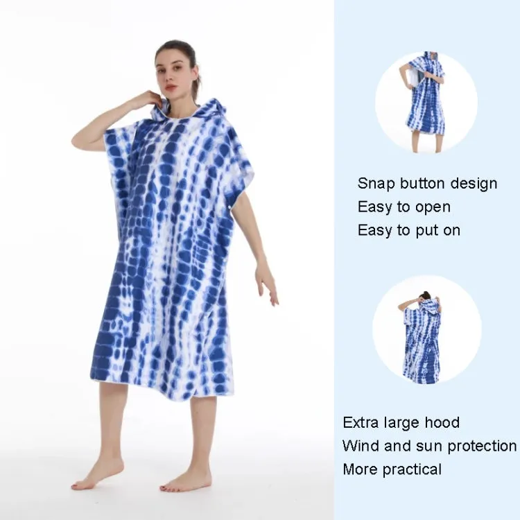 Adult Hooded Bath Towel Fine Fiber Beach Quick Dry Bathrobe, Size: 110x75cm(Blue Bead)