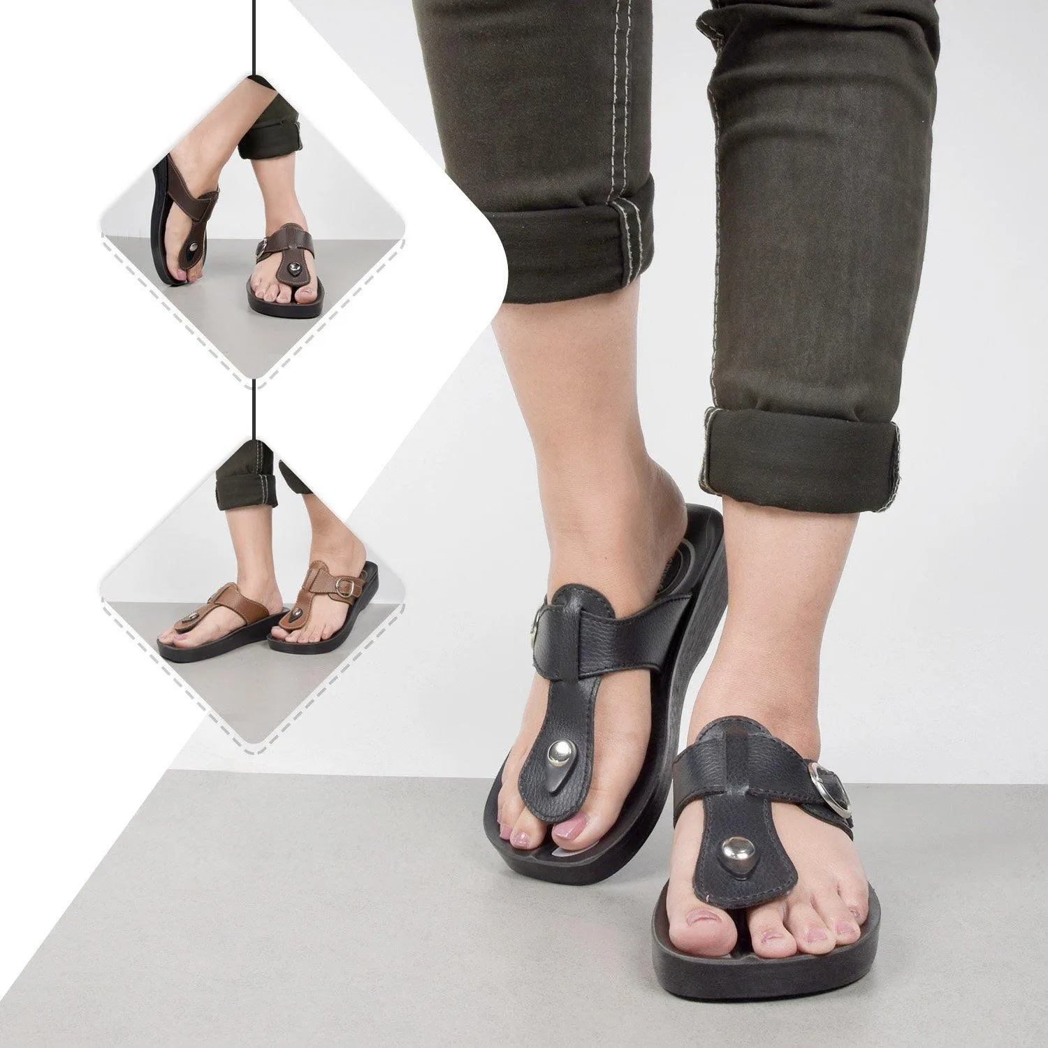 Aerosoft - Freedom A0851 Fashion T-Strap Comfortable Arch Support Summer Sandals For Women