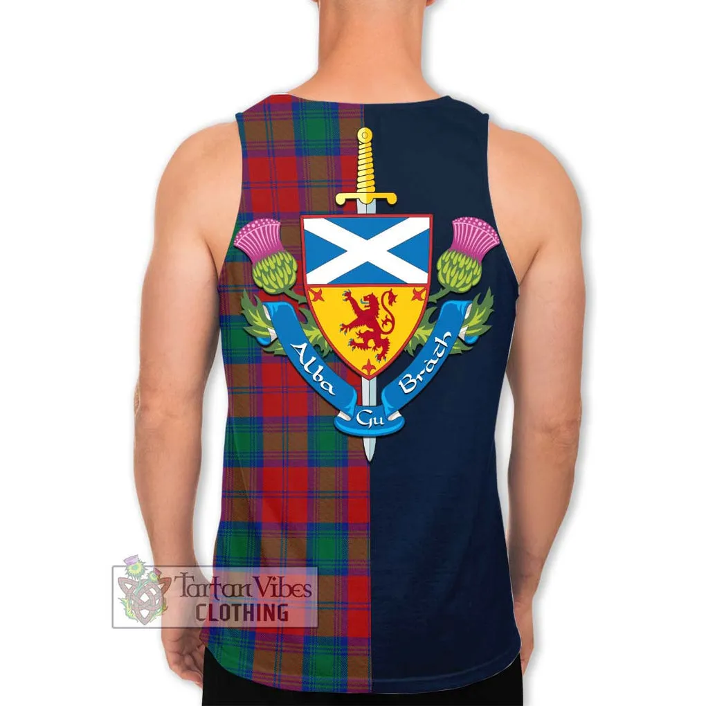 Affleck Tartan Men's Tank Top Alba with Scottish Lion Royal Arm Half Style