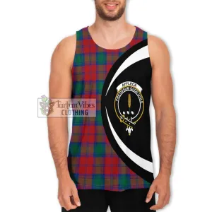 Affleck Tartan Men's Tank Top with Family Crest Circle Style