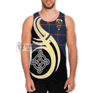 Agnew Tartan Men's Tank Top with Family Crest and Celtic Symbol Style