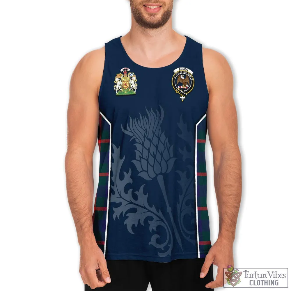 Agnew Tartan Men's Tanks Top with Family Crest and Scottish Thistle Vibes Sport Style