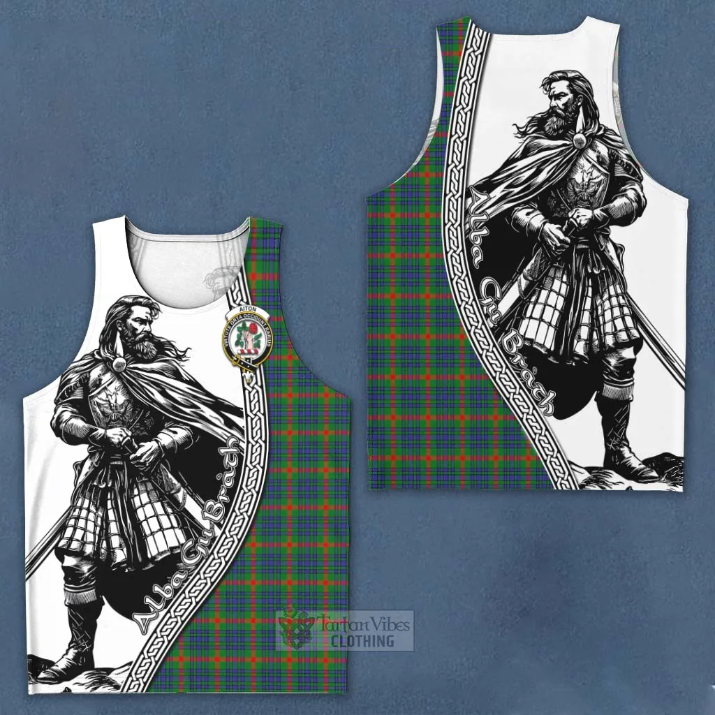 Aiton Tartan Clan Crest Men's Tank Top with Highlander Warrior Celtic Style