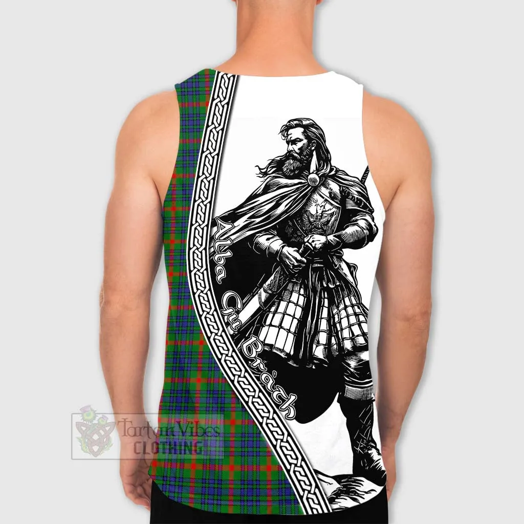 Aiton Tartan Clan Crest Men's Tank Top with Highlander Warrior Celtic Style