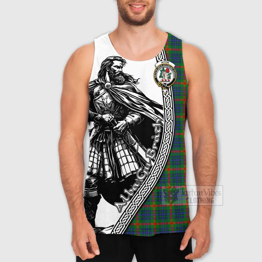 Aiton Tartan Clan Crest Men's Tank Top with Highlander Warrior Celtic Style