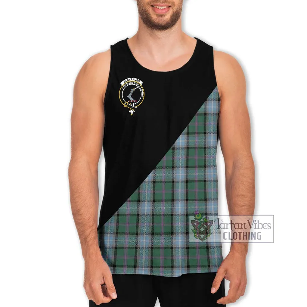 Alexander of Menstry Hunting Tartan Men's Tank Top with Family Crest and Military Logo Style