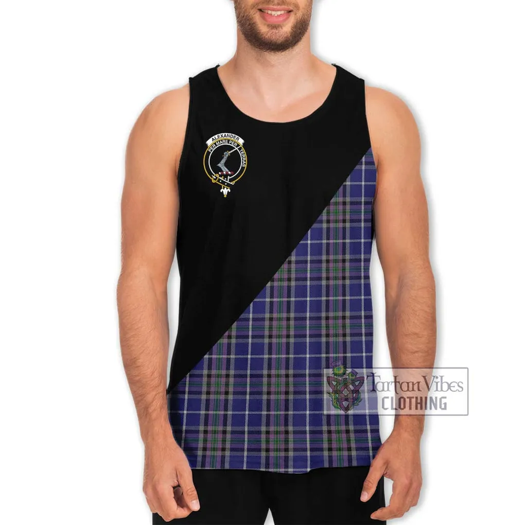 Alexander of Menstry Tartan Men's Tank Top with Family Crest and Military Logo Style