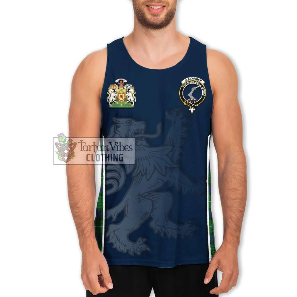 Alexander Tartan Men's Tank Top with Family Crest and Lion Rampant Vibes Sport Style