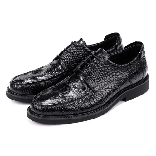 AlliLux Round Toe Lace-up Alligator Derby Shoes