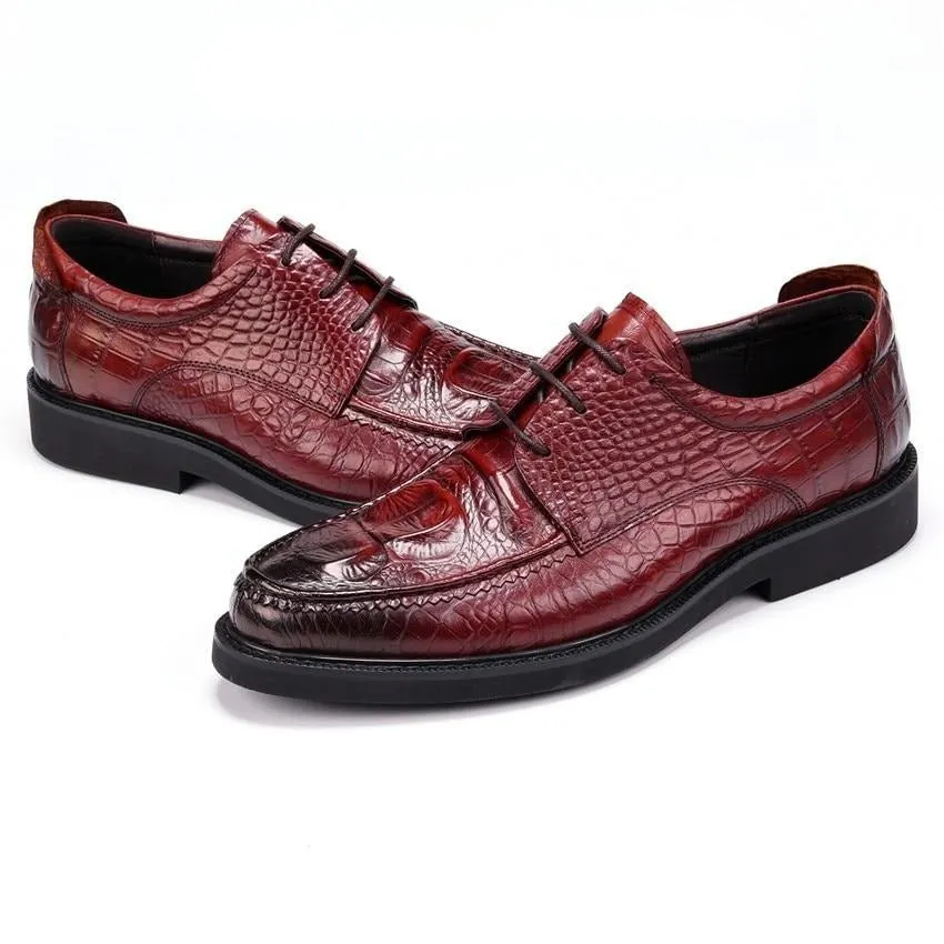 AlliLux Round Toe Lace-up Alligator Derby Shoes