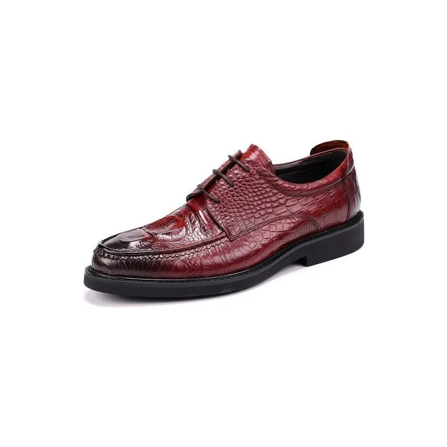 AlliLux Round Toe Lace-up Alligator Derby Shoes