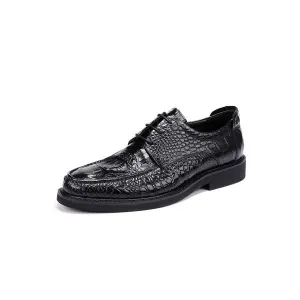 AlliLux Round Toe Lace-up Alligator Derby Shoes