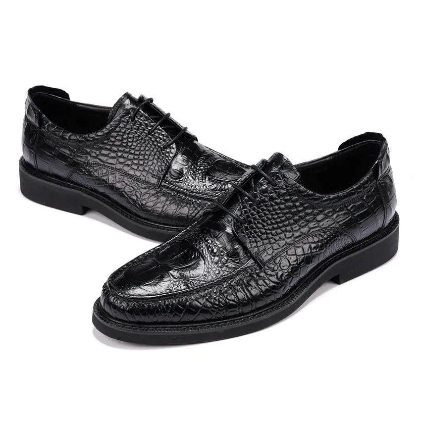 AlliLux Round Toe Lace-up Alligator Derby Shoes