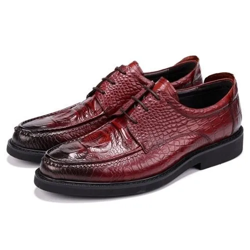 AlliLux Round Toe Lace-up Alligator Derby Shoes