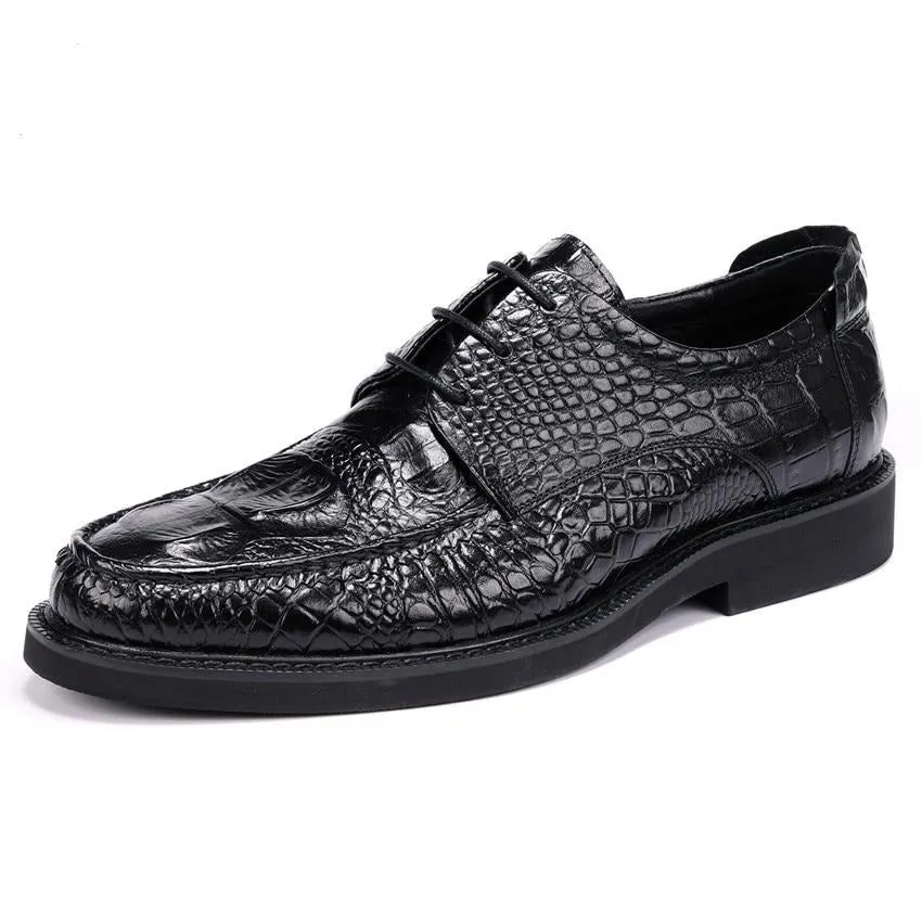 AlliLux Round Toe Lace-up Alligator Derby Shoes