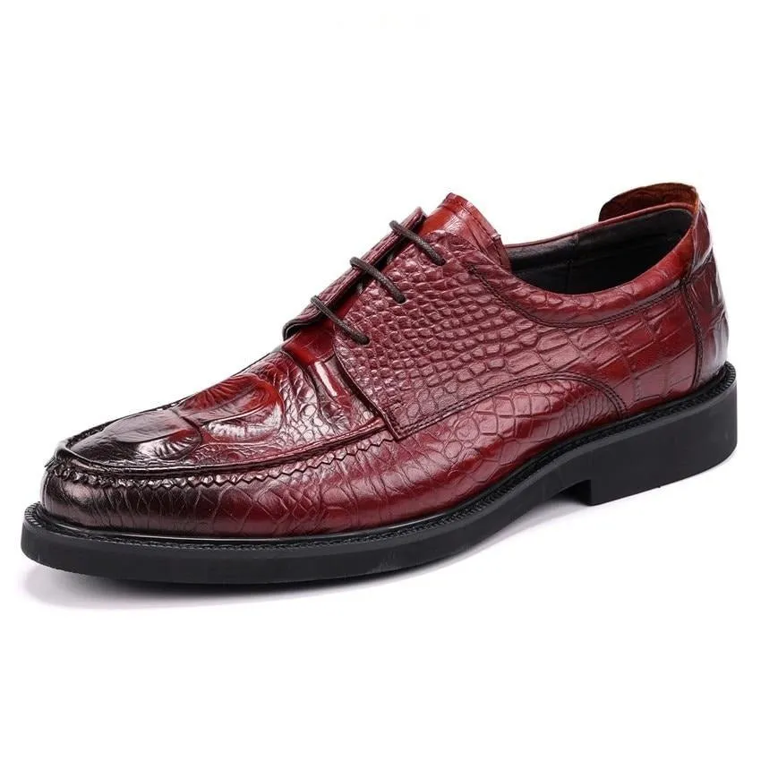 AlliLux Round Toe Lace-up Alligator Derby Shoes