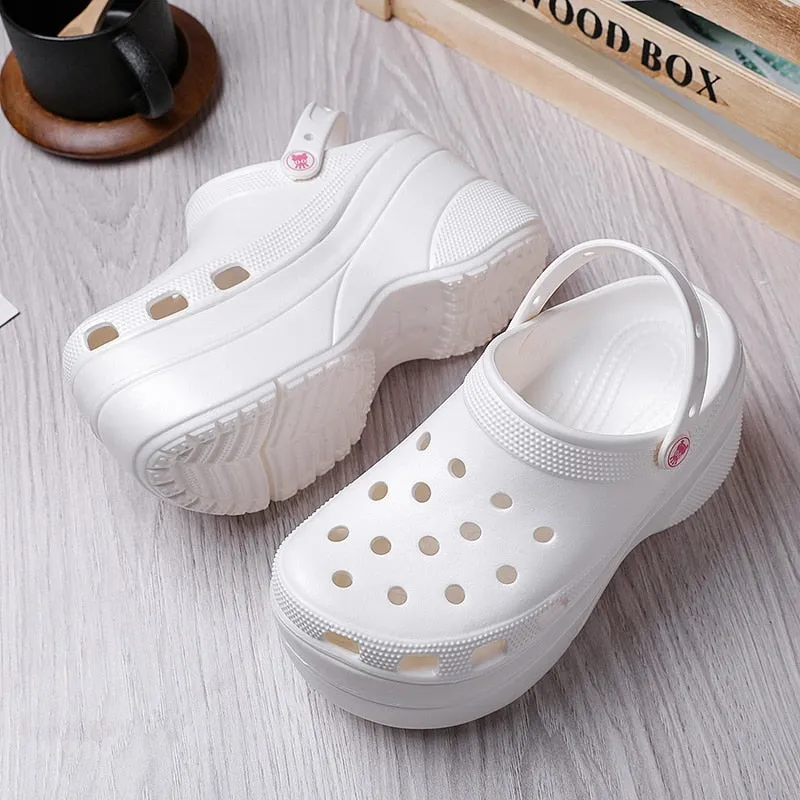 Amozae-Back to college Summer Women Clogs Quick Dry Wedges Platform Garden Shoes Beach Sandals Home Slippers Thick Sole Increased Flip Flops For Women