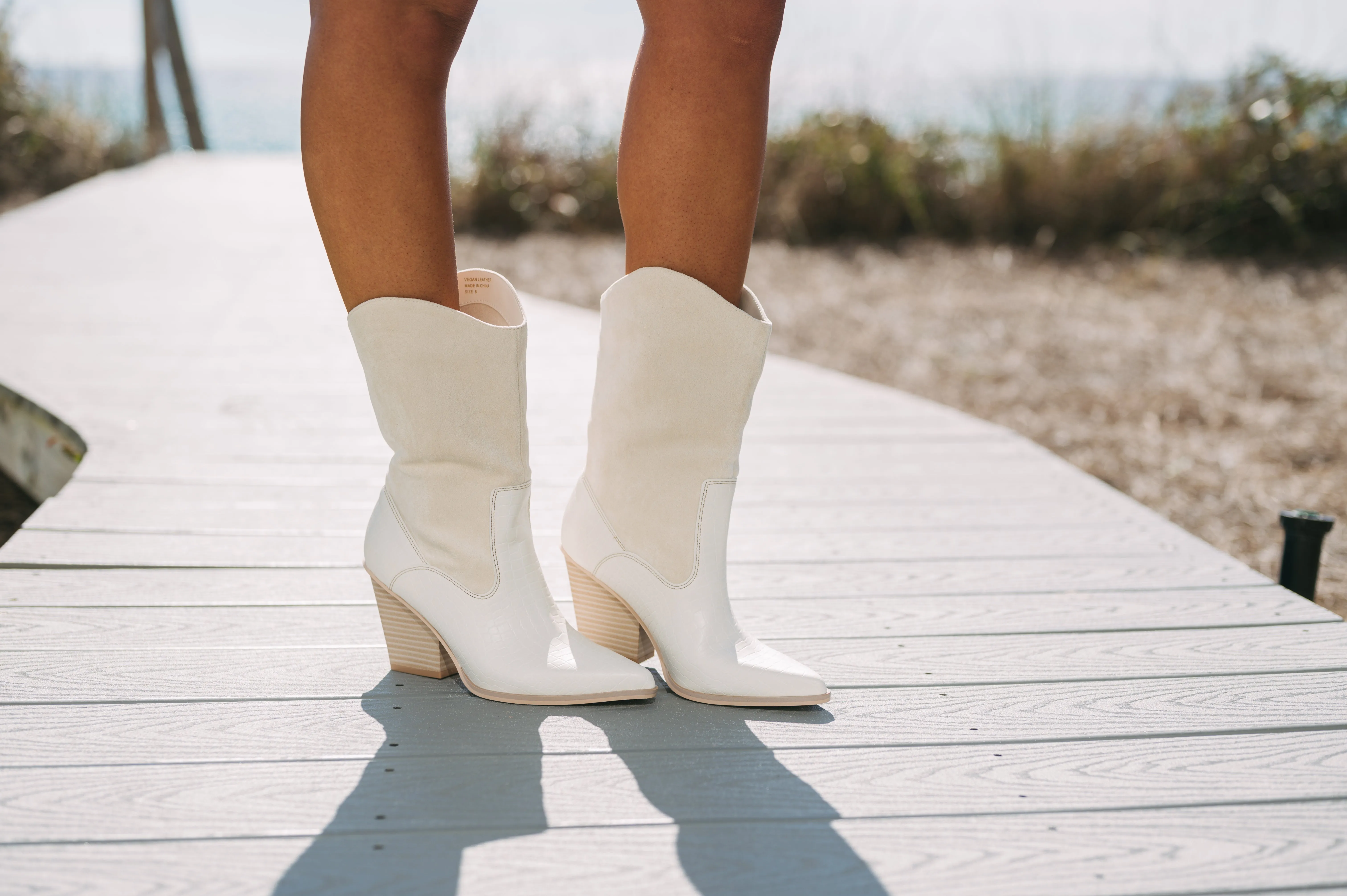 Amozae-Marseille Western Boots- White