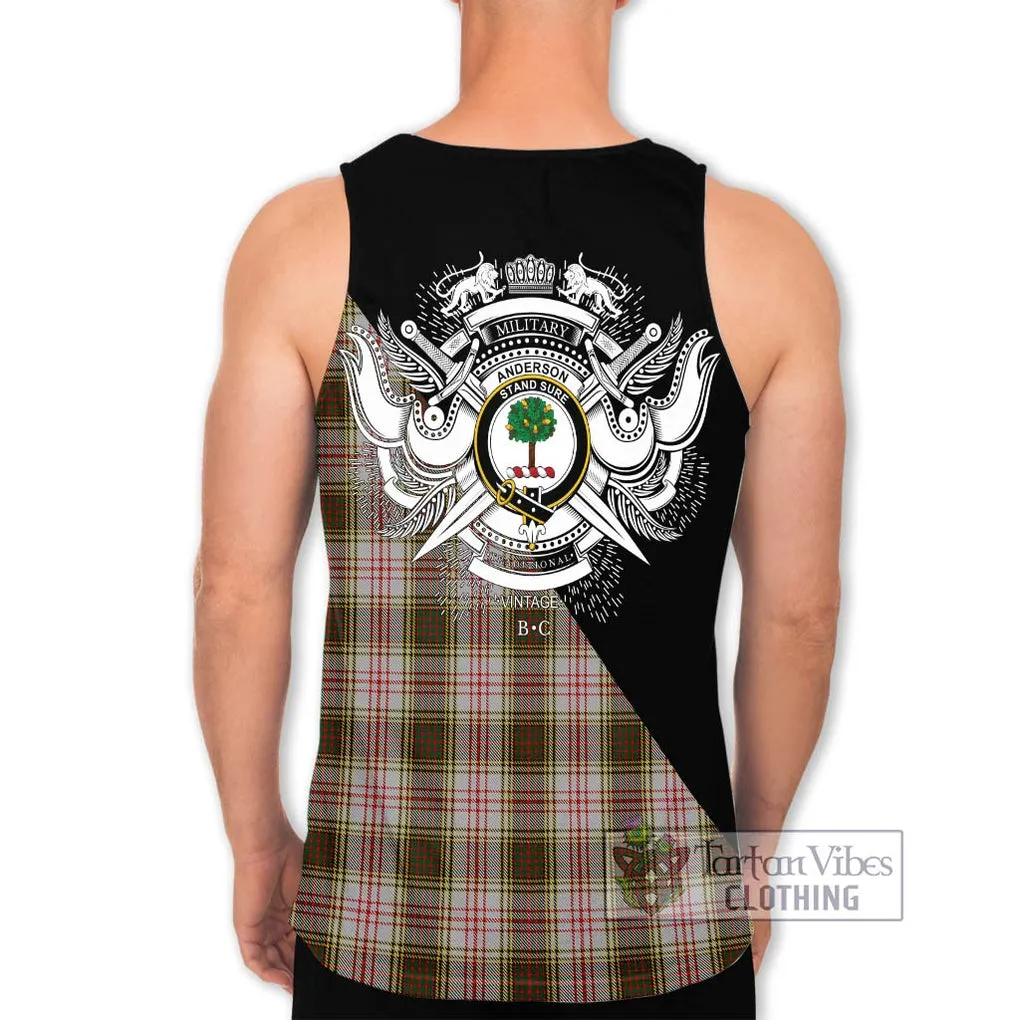 Anderson Dress Tartan Men's Tank Top with Family Crest and Military Logo Style