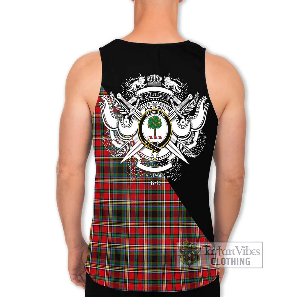 Anderson of Arbrake Tartan Men's Tank Top with Family Crest and Military Logo Style