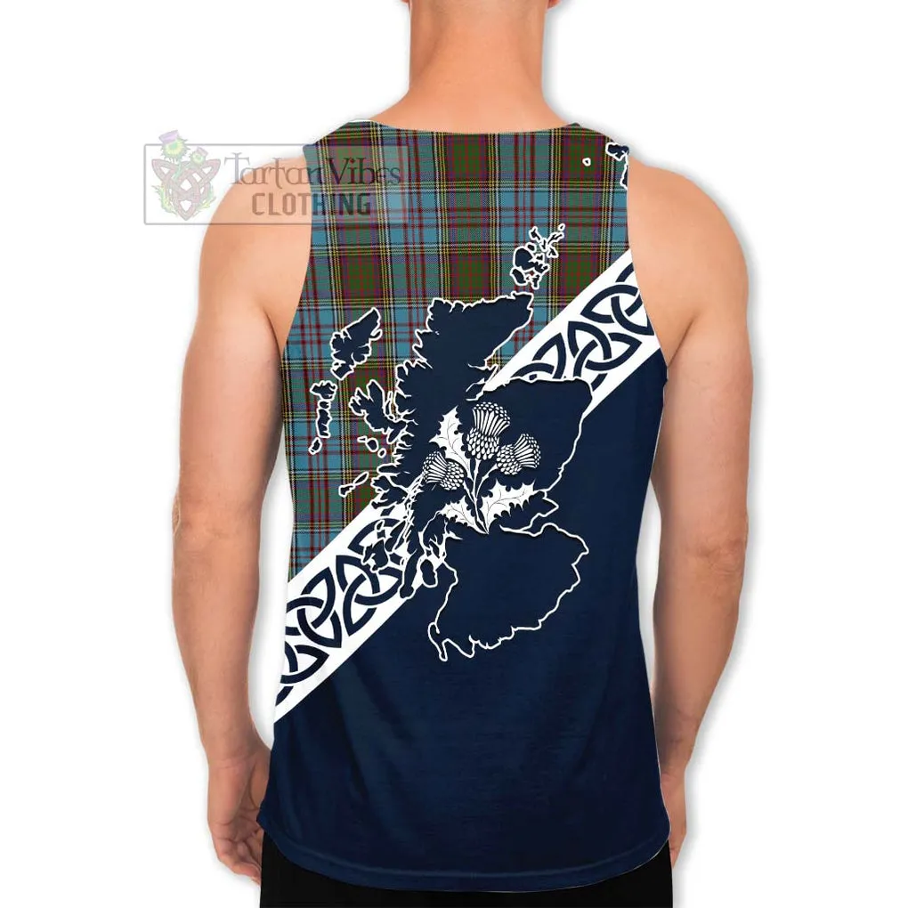 Anderson Tartan Men's Tank Top Featuring Thistle and Scotland Map