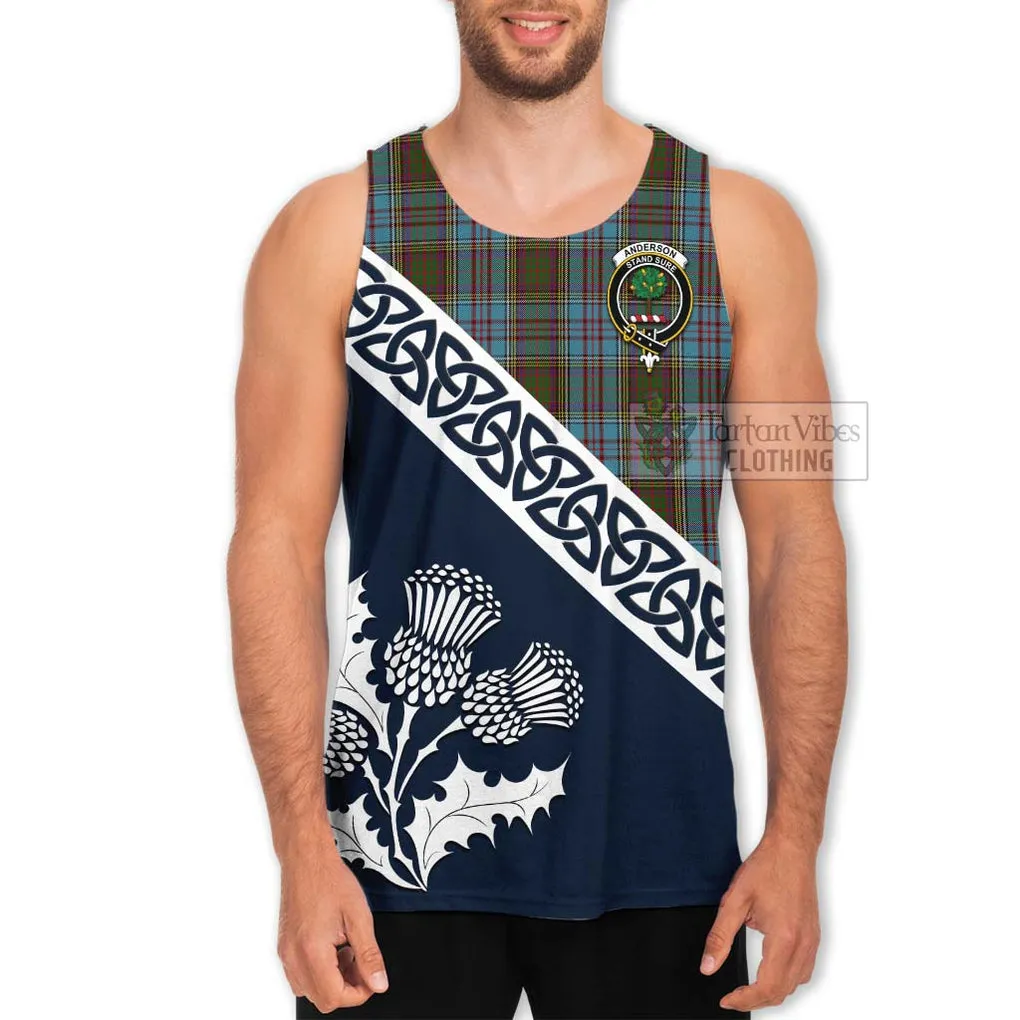 Anderson Tartan Men's Tank Top Featuring Thistle and Scotland Map