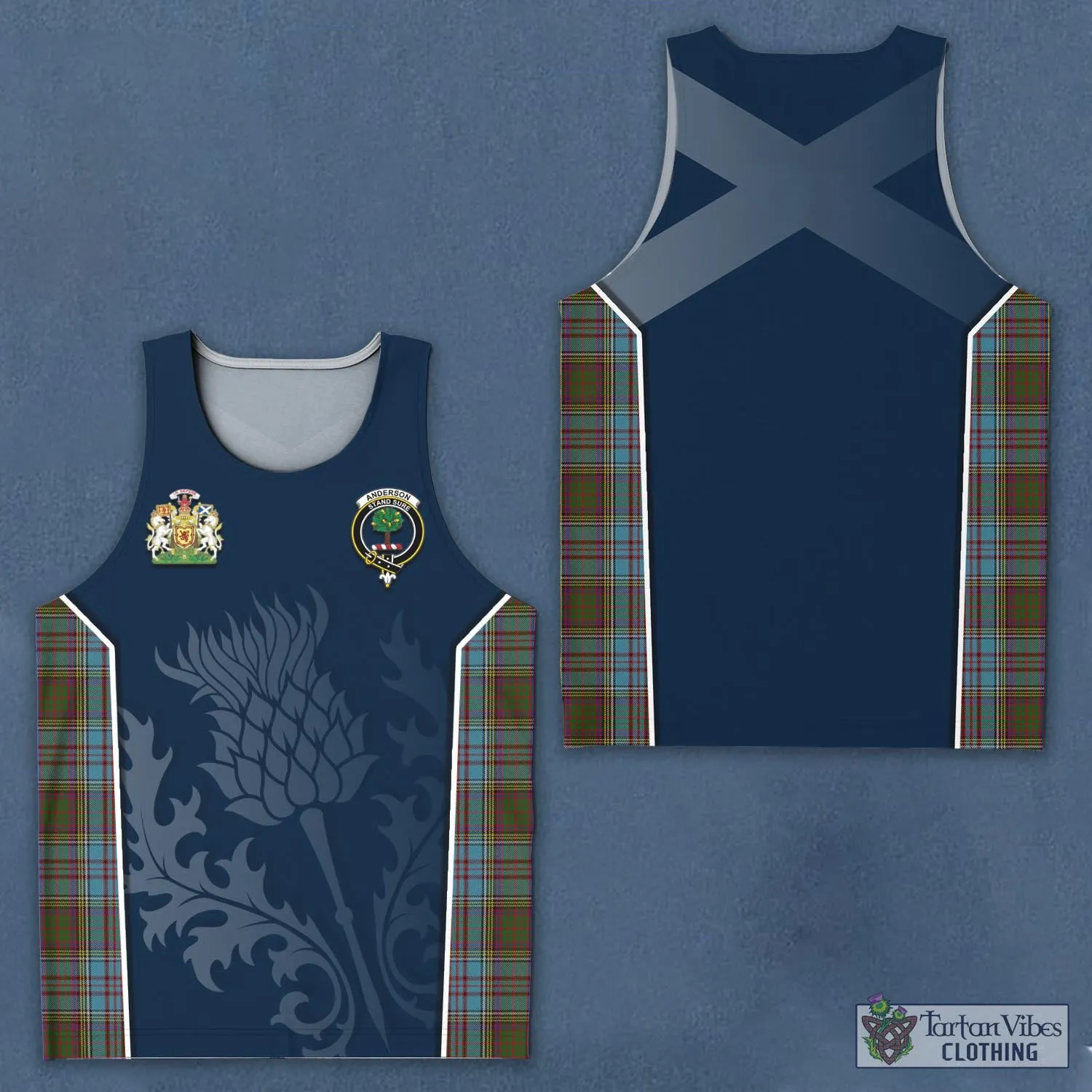 Anderson Tartan Men's Tanks Top with Family Crest and Scottish Thistle Vibes Sport Style