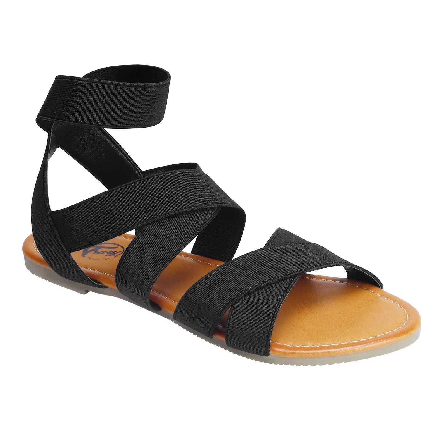 Ankle Strap Elastic Flat Sandals