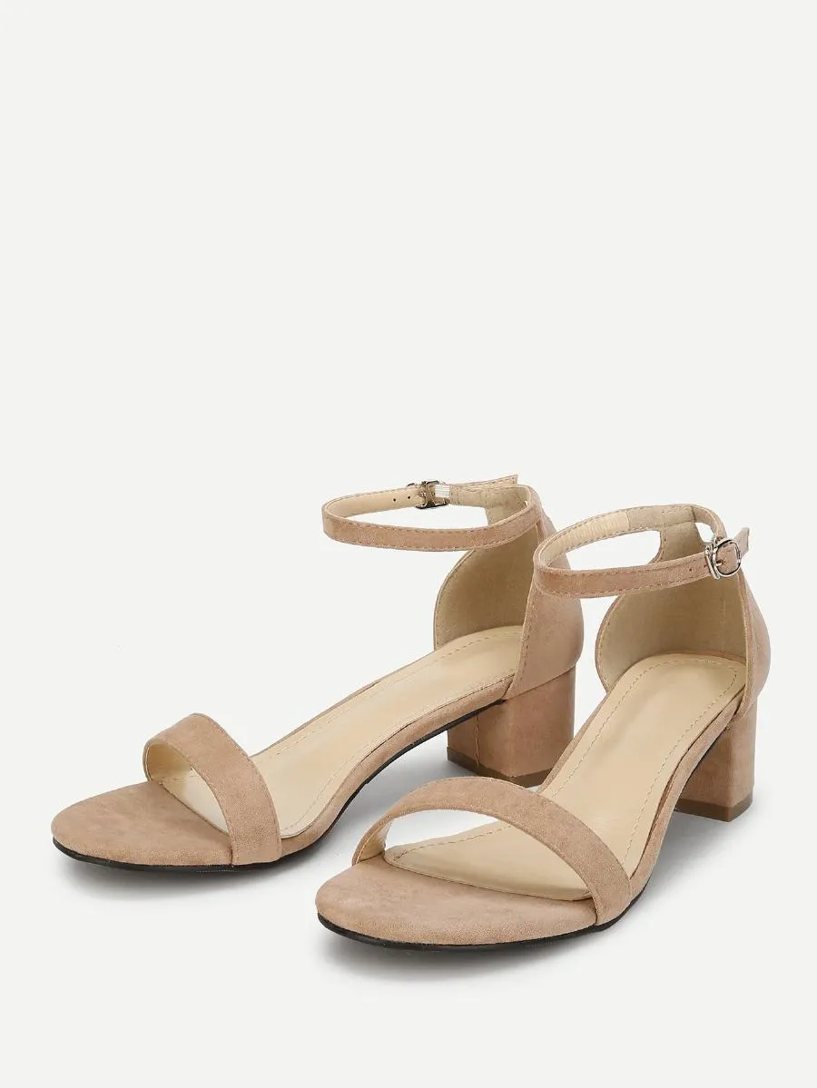 Ankle Strap Two-Piece Block-Heel Sandals