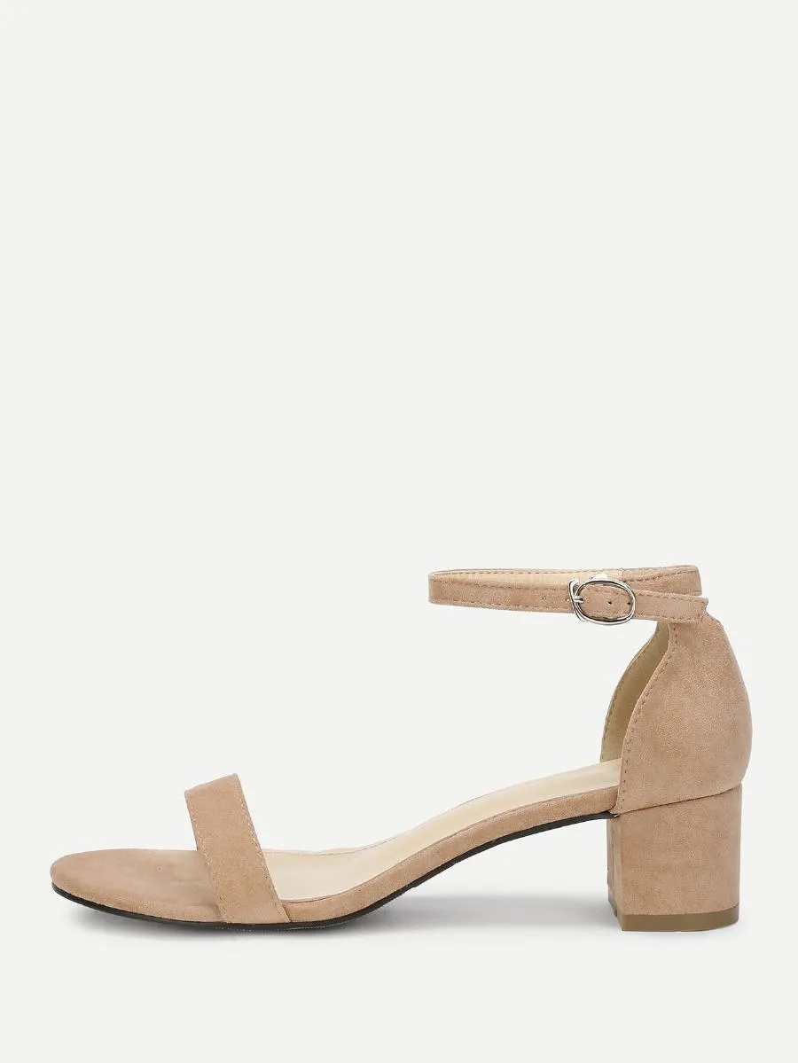 Ankle Strap Two-Piece Block-Heel Sandals