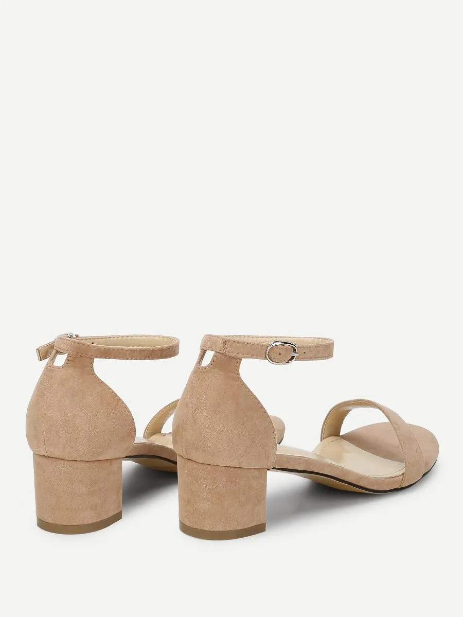 Ankle Strap Two-Piece Block-Heel Sandals