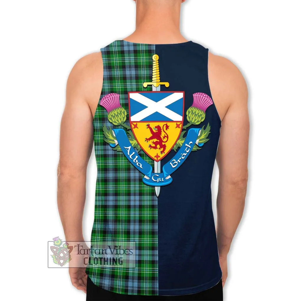 Arbuthnot Ancient Tartan Men's Tank Top Alba with Scottish Lion Royal Arm Half Style