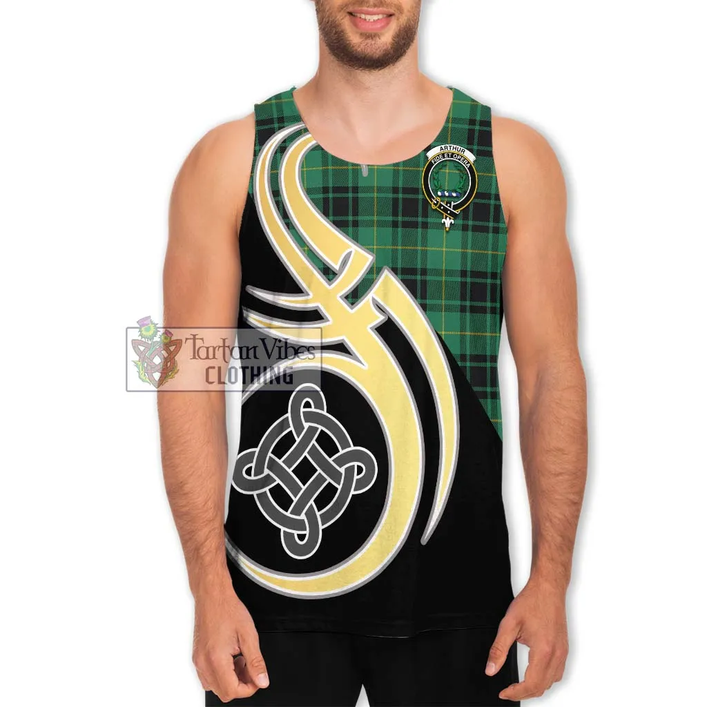 Arthur Ancient Tartan Men's Tank Top with Family Crest and Celtic Symbol Style