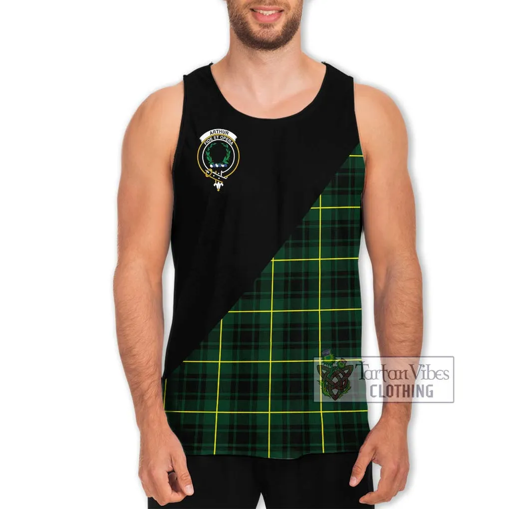 Arthur Modern Tartan Men's Tank Top with Family Crest and Military Logo Style