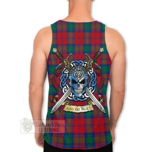 Auchinleck (Affleck) Tartan Men's Tank Top with Family Crest Celtic Skull Style